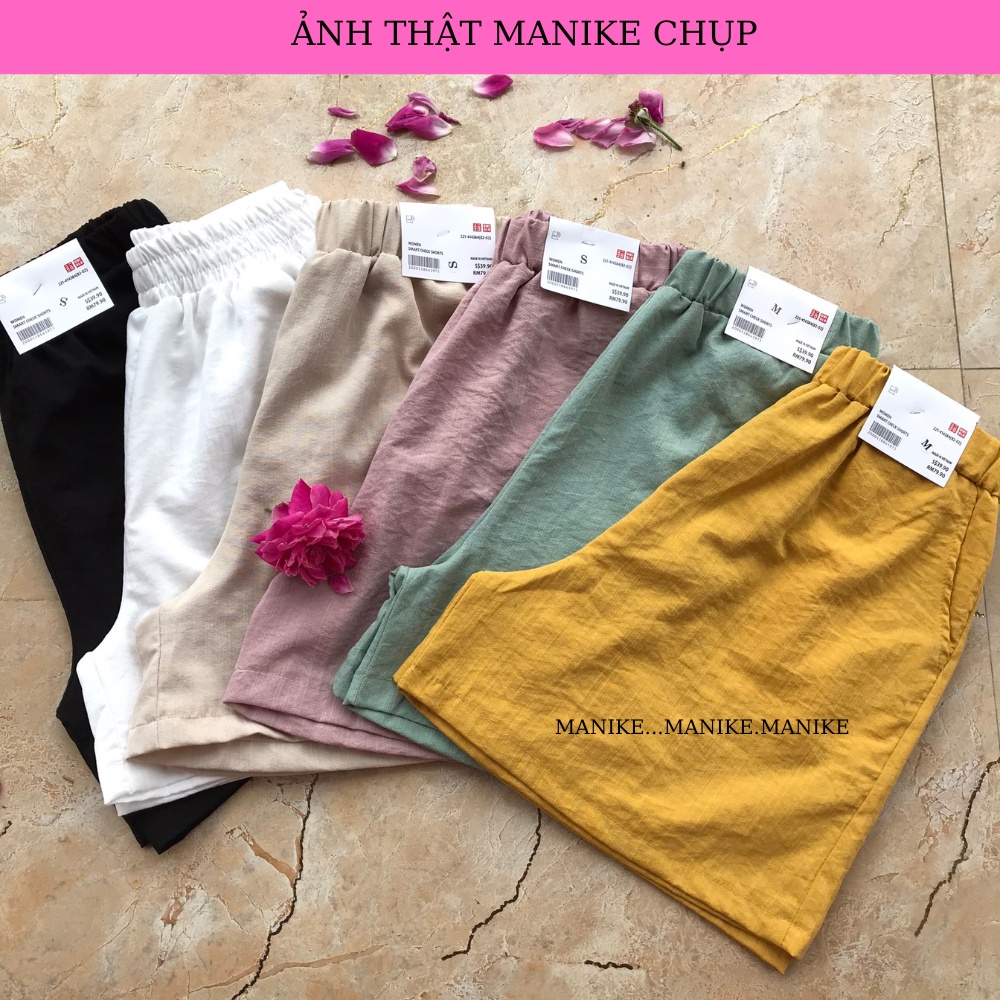 Quần đùi Shorts Nữ Cạp Chun Chất Đũi Hàng Cao Cấp Túi Zip Sịn Sò