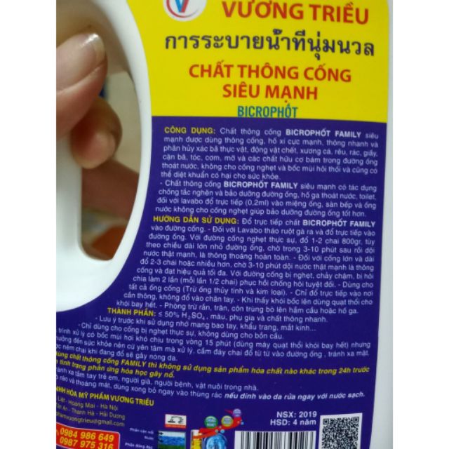 Nước Thông Tắc Cống , Thông Tắc Đường Ống , Bồn Cầu , Bồn Rửa Mặt Can 800gr