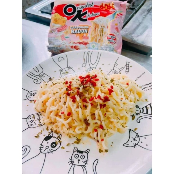 Lốc 4 gói mì trứng muối Ok Thái Lan sốt kem tươi thịt xông khói