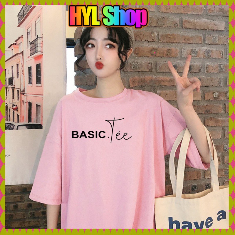 Áo Thun Tay Lỡ Chất Liệu Cotton Mềm Mịn Thoáng Mát In Chữ Basic Tee- HYL Shop Áo Unisex HCM