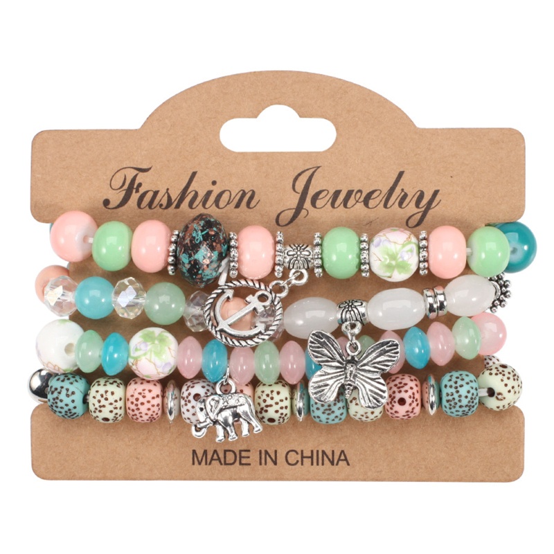 Set Vòng Tay Nhiều Lớp Xỏ Hạt Phong Cách Bohemia Thời Trang Mùa Hè