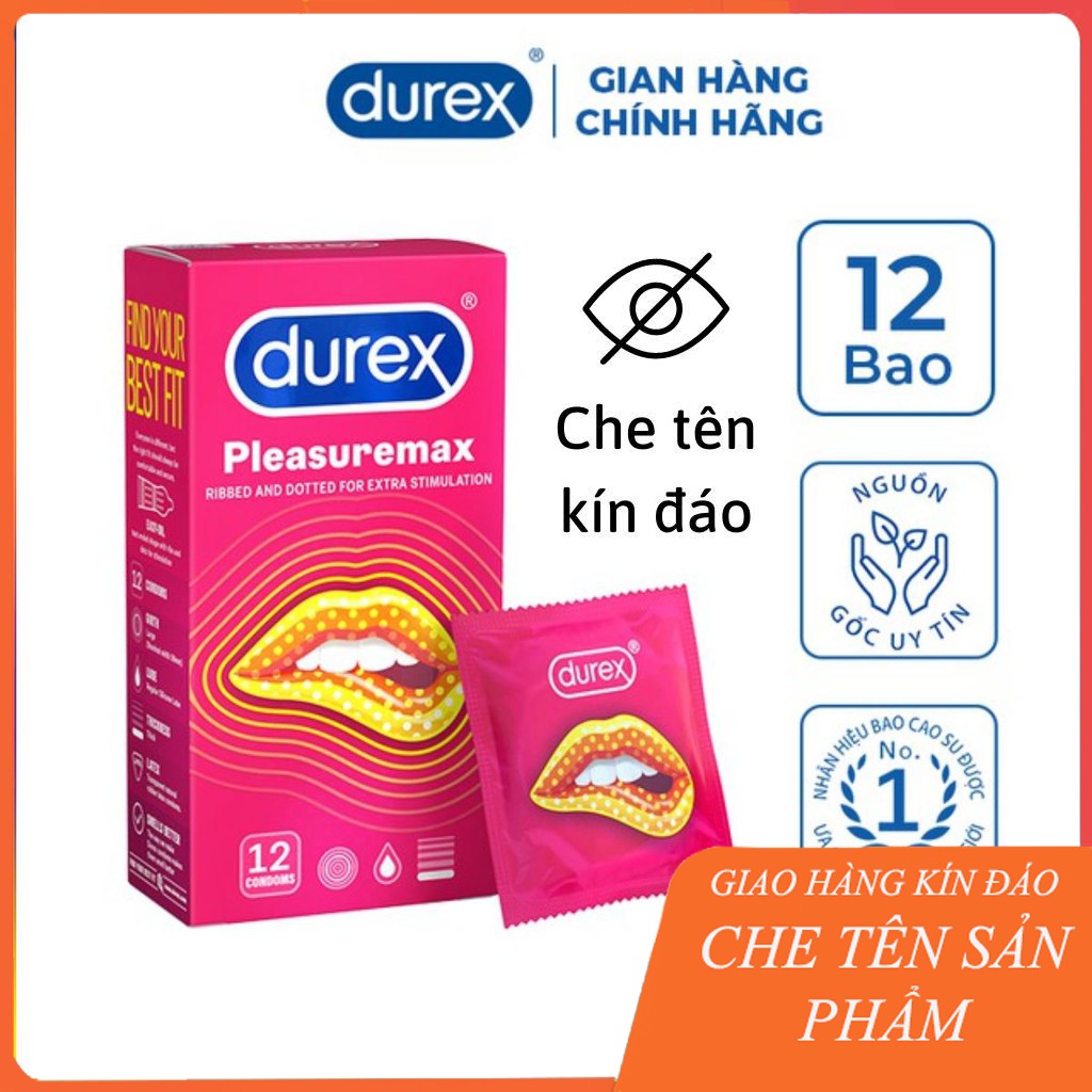 Bao cao su durex PLEASUREMAX ⚡ GH HỎA TỐC⚡ gai tăng cảm giác khoái cảm cho cuộc yêu hưng phấn