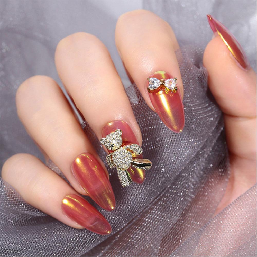 Móng Tay 3D NEEDWAY|Hoa Hồng Giả Trang Trí|Sang Trọng. Phấn Bắt Sáng Trang Điểm Lấp Lánh|Trang Sức Móng Tay Hình Gấu