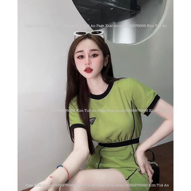 Váy body phối màu kèm tag prazaaa