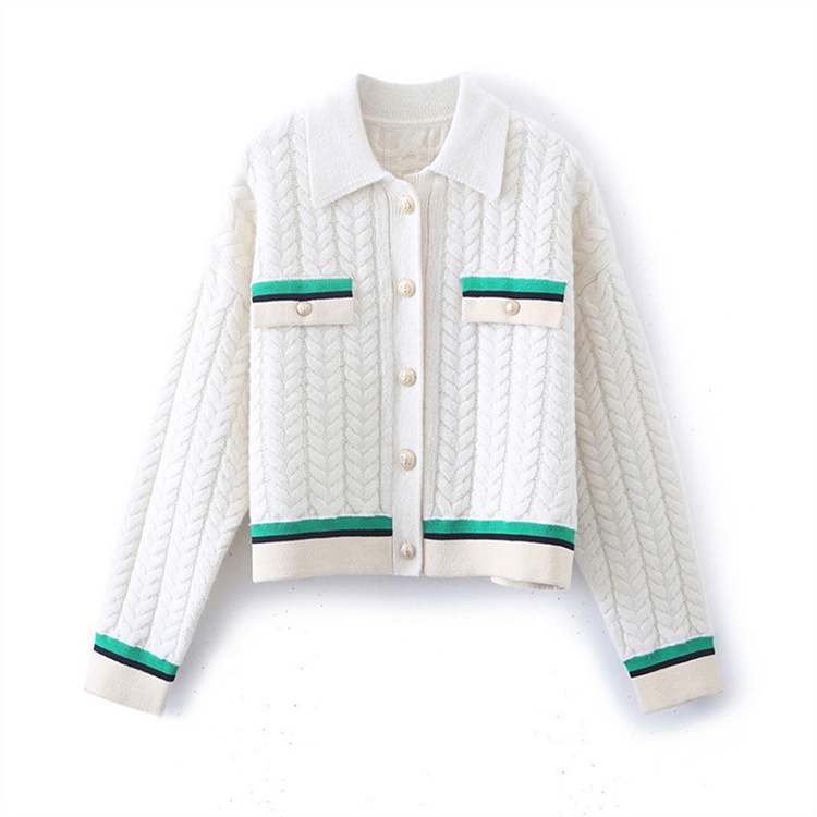 IELGY Áo cardigan Dệt Kim Màu Sắc Tương Phản Phong Cách Pháp Thời Trang Cho Nữ