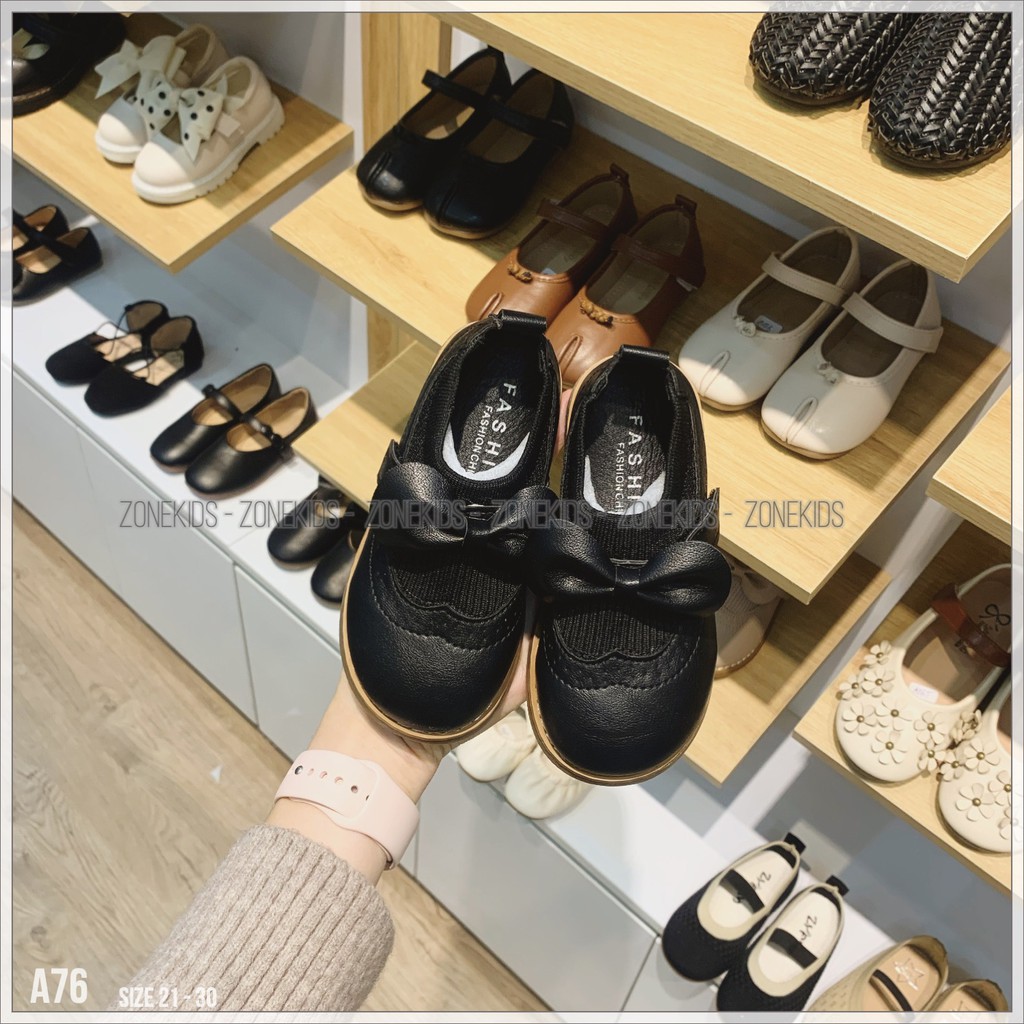 Giày búp bê cổ chun đính nơ cho bé gái Zonekids - A76
