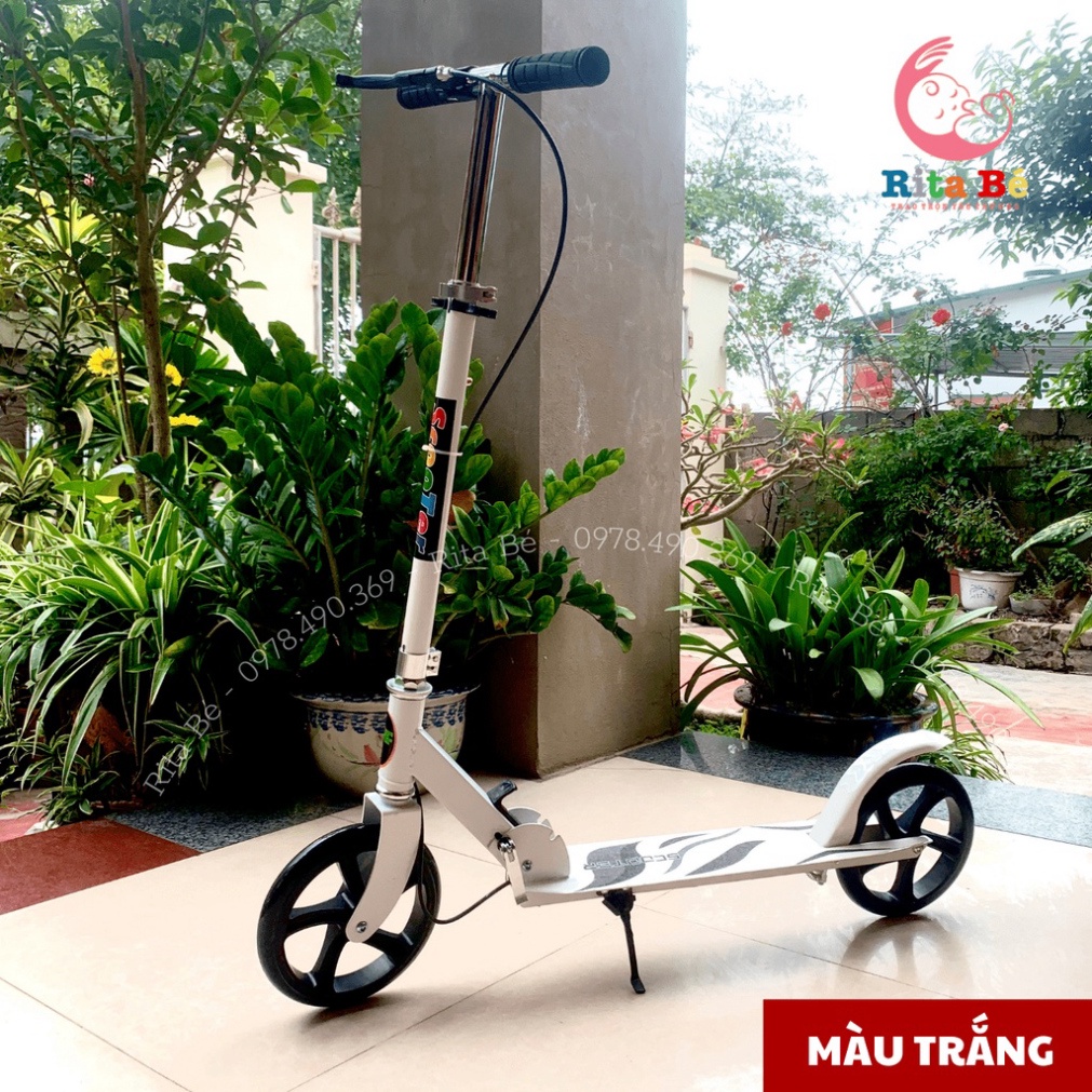 Xe scooter cỡ lớn, có phanh tay,chân chống chịu tải đến 150kg cho thiếu niên và người lớn