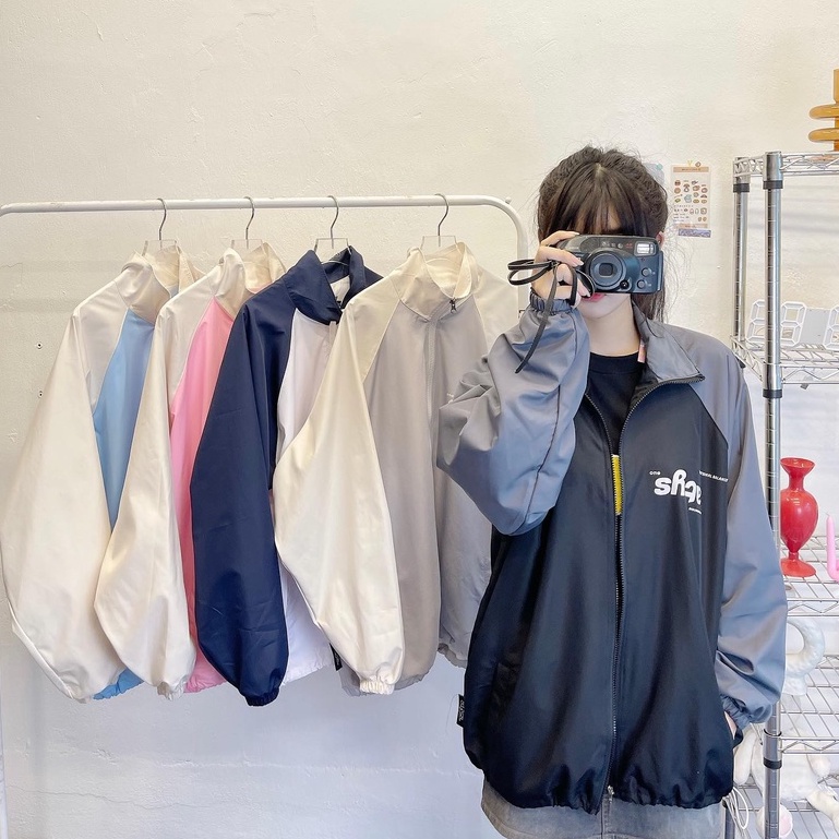 Áo khoác dù nam nữ ATYS , áo khoác gió local brand unisex , jacket form rộng size us cổ cao zip 2 lớp - Gin store