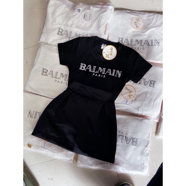 Set áo kèm chân váy tacta cho bé