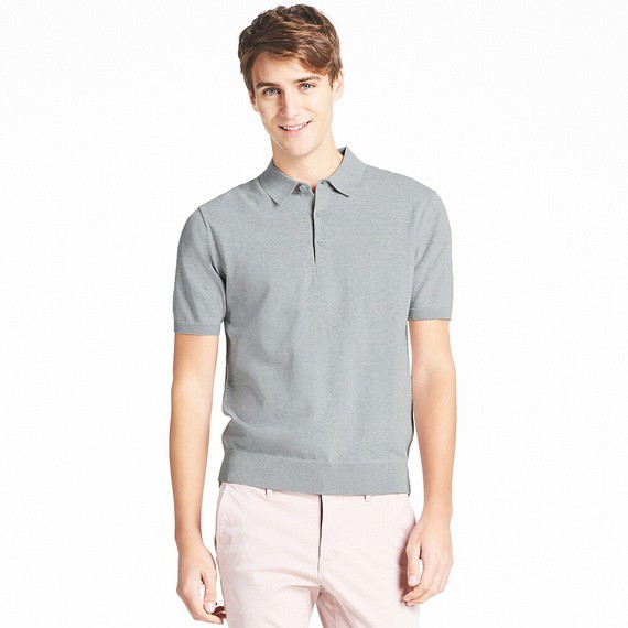 ÁO Mông Tơ Ghi  POLO UNIQLO WASHABLE KNITTED SHORT