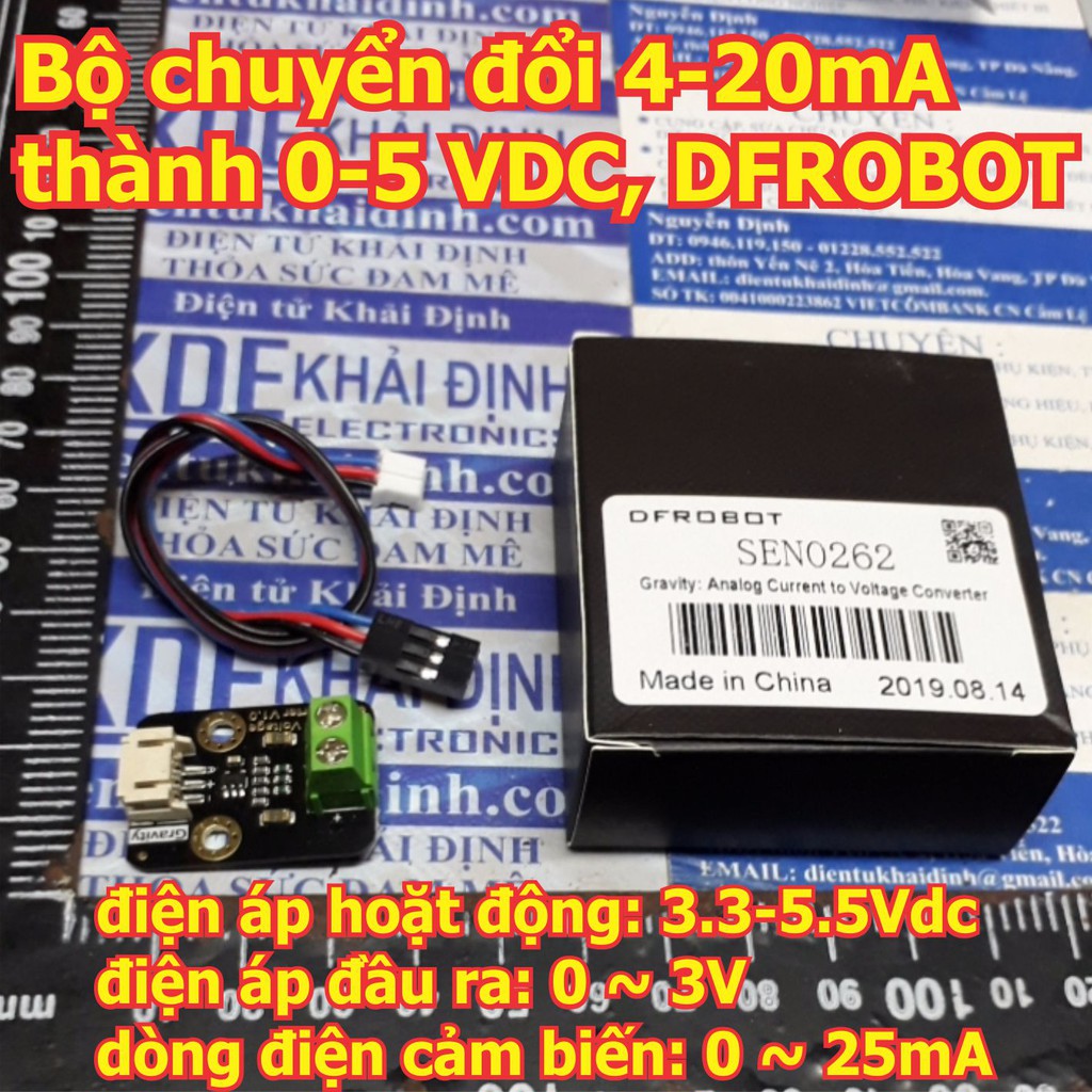 Bộ chuyển đổi 4-20mA thành 0-5 VDC, dùng chuyển đổi tín hiệu các cảm biến công nghiệp, DFROBOT kde6099