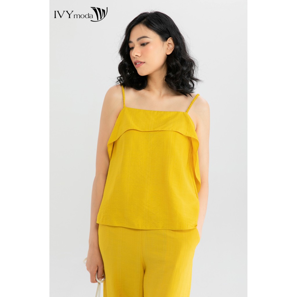 Quần linen nữ ống suông IVY moda MS 22B8700