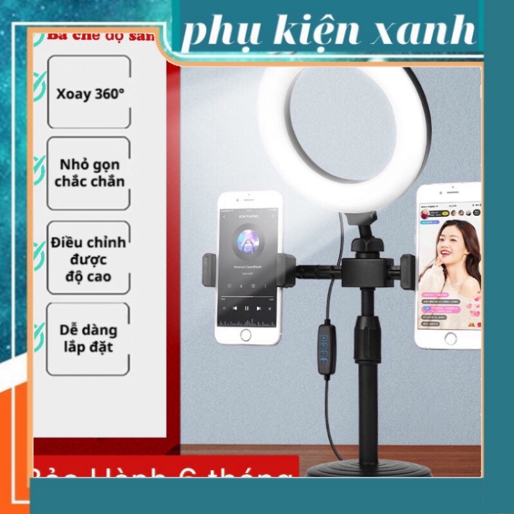 [ Cao cấp ]Đèn Livestream Để Bàn 2 Kẹp  siêu bền hỗ trợ ánh sáng quay video, tiktok,livestream