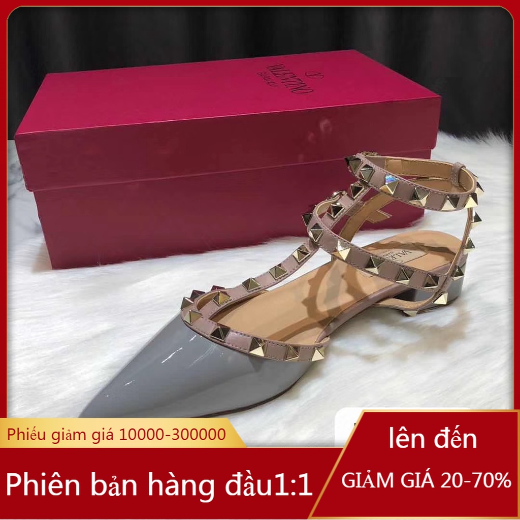Giày cao gót valentino da cừu đính đinh tán thời trang cho nữ