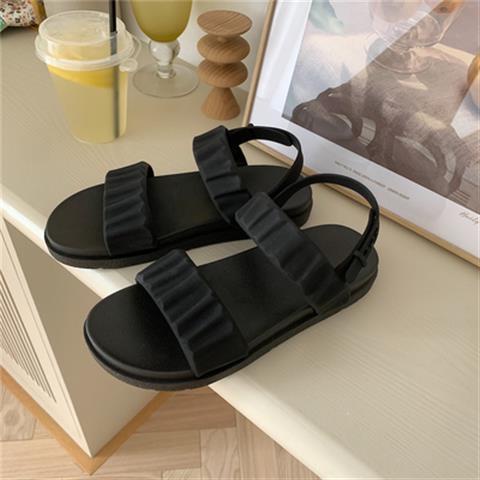 Jiashucheng Hàng Có Sẵn Giày Sandal Đế Bằng Thời Trang Mùa Hè Phong Cách Roman Cho Nữ