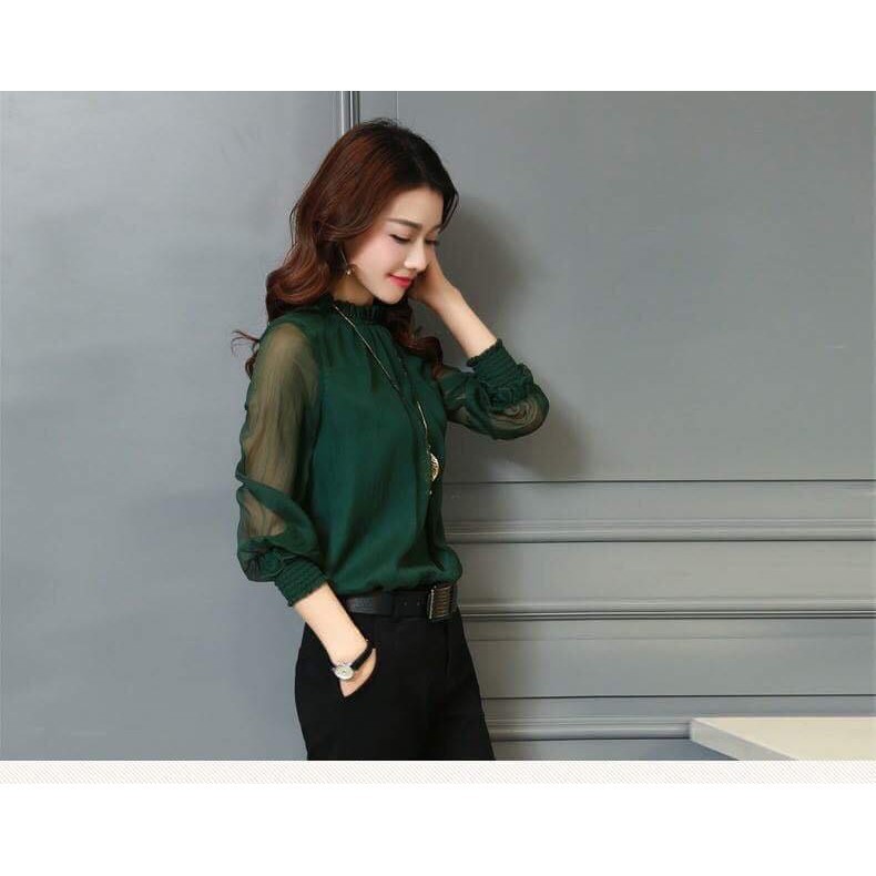 Bán sỉ Áo sơ mi cổ xếp ly kèm phụ kiện vòng cổ SMNL20 ❤️FREE SHIP❤️ PC02