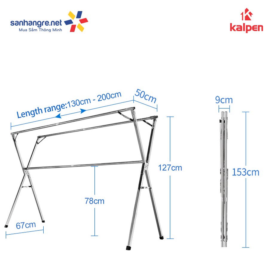Giàn phơi quân áo thông minh kalpen gấp gọn đa năng
