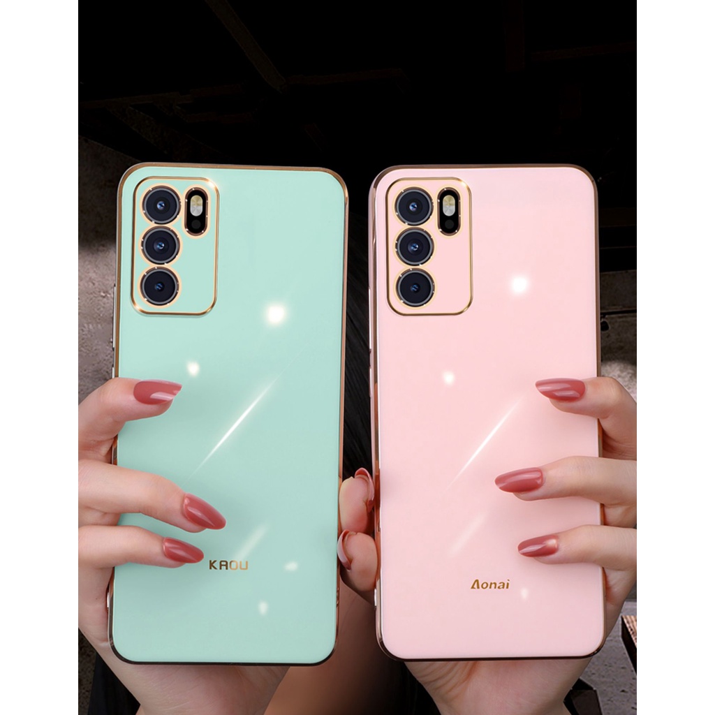 Ốp lưng Silicon mạ vàng cho Oppo Reno 6z 5g Reno6 5g Reno5 Reno4 ốp điện thoại dẻo chống sốc