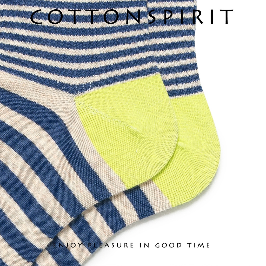 Vớ cổ cao cá tính Nữ Thể thao Tất dài cao cổ cao cấp Cotton Hàn Quốc Kẻ sọc ngang