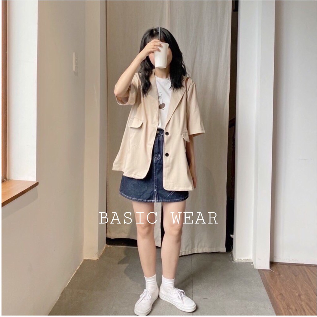 [ẢNH THẬT/VIDEO] Áo Blazer nữ ngắn cộc tay ulzzang  túi nắp Áo vest phong cách vintage Hàn Quốc.