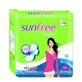 Băng vệ sinh Sunfree Comfort có cánh - gói 8 miếng