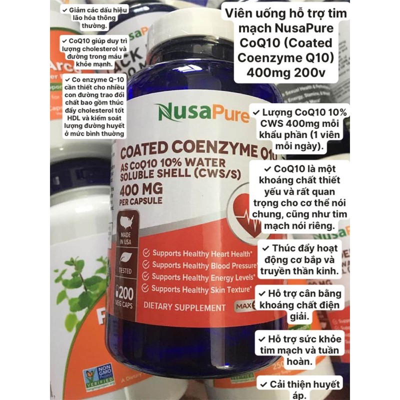 NusaPure CoQ10 (Coated Coenzyme Q10) 400mg 200v