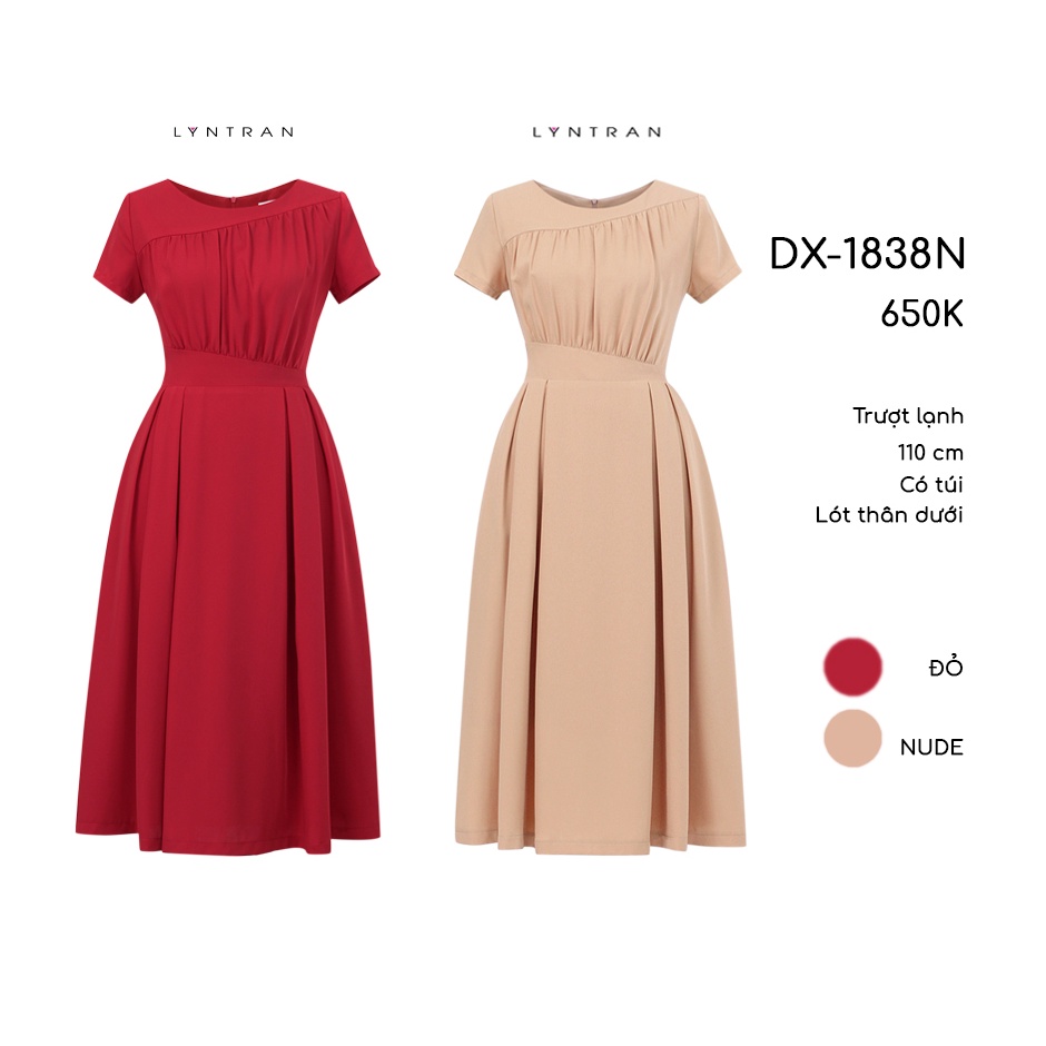 Đầm dài xòe nữ dài Váy Maxi dún ngực xếp ly eo thanh lịch DX-1838N - LynTran