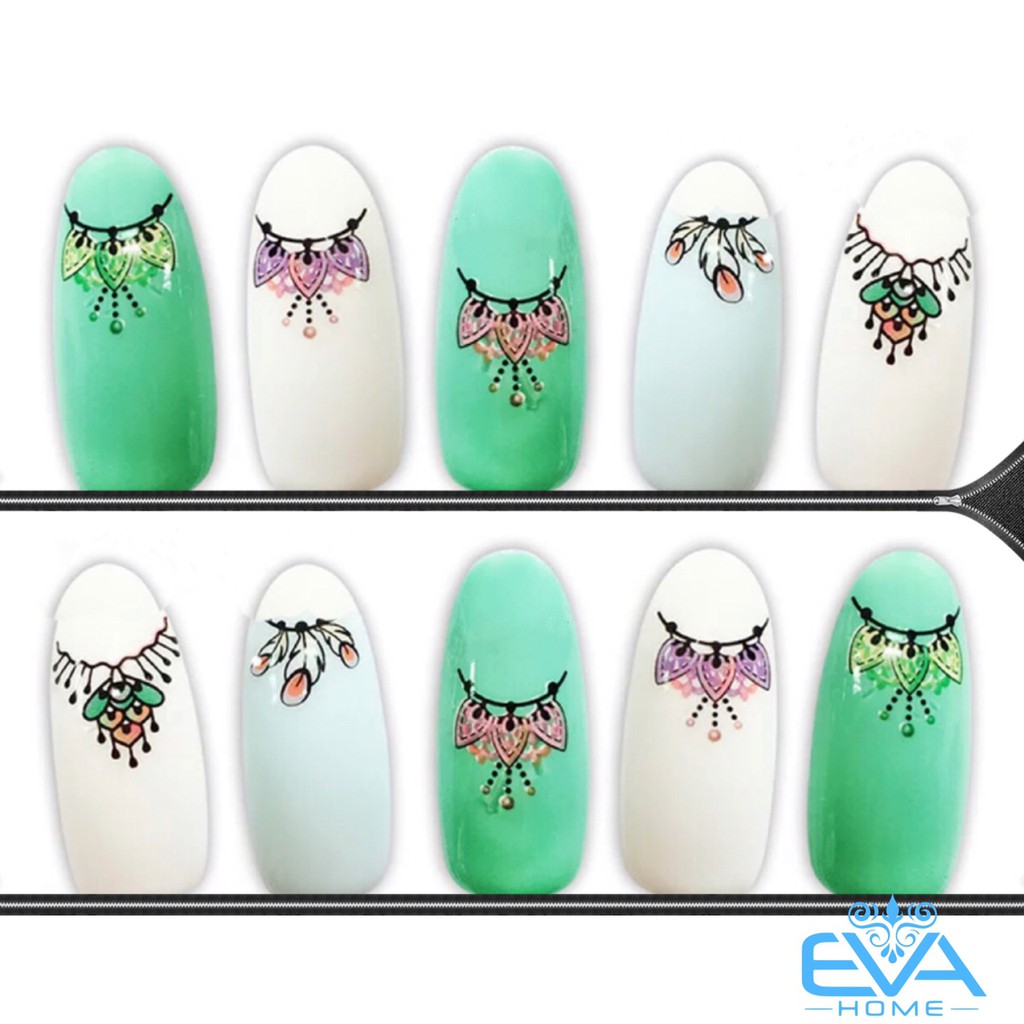 Miếng Dán Móng Tay 3D Nail Sticker Tráng Trí Hoa Văn Hoạ Tiết Lông Vũ F446