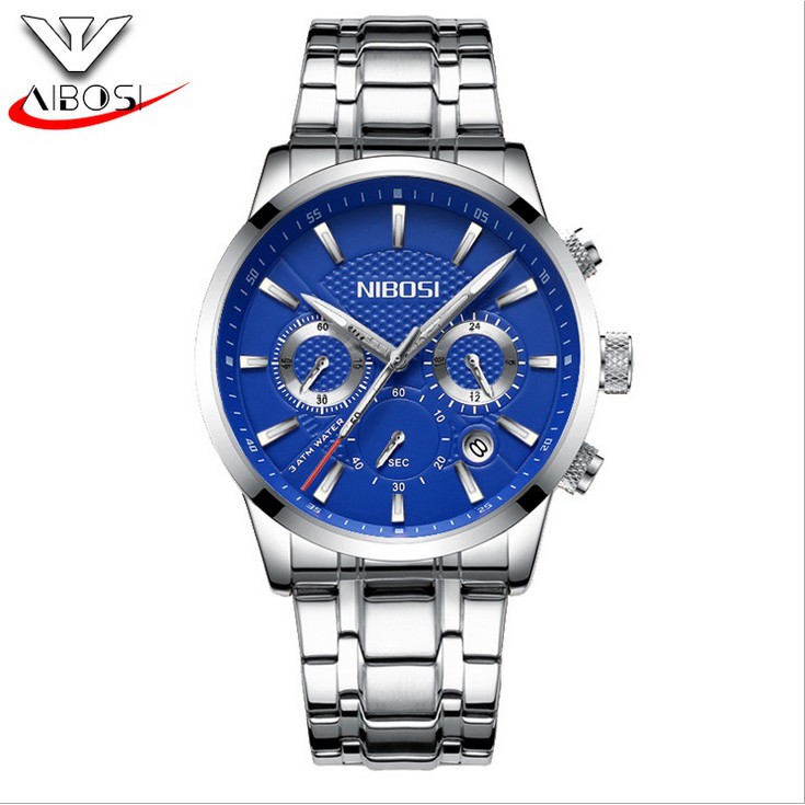 Đồng hồ nam dây thép đặc 6 kim Nibosi 2313 (fullbox)