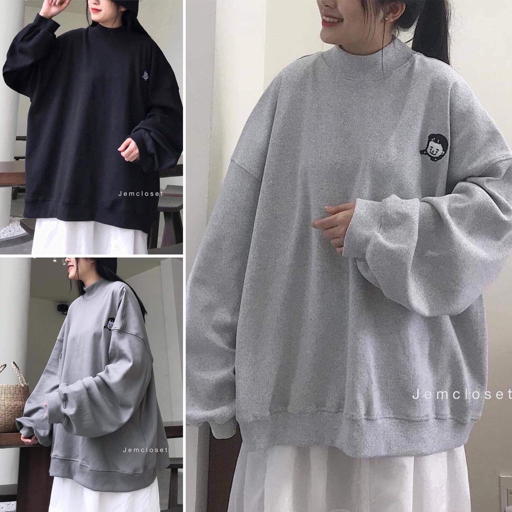 Áo sweater nỉ CÔ GÁI phom to dáng suông tay bo chất nỉ ngoại giá siêu rẻ A13 | BigBuy360 - bigbuy360.vn