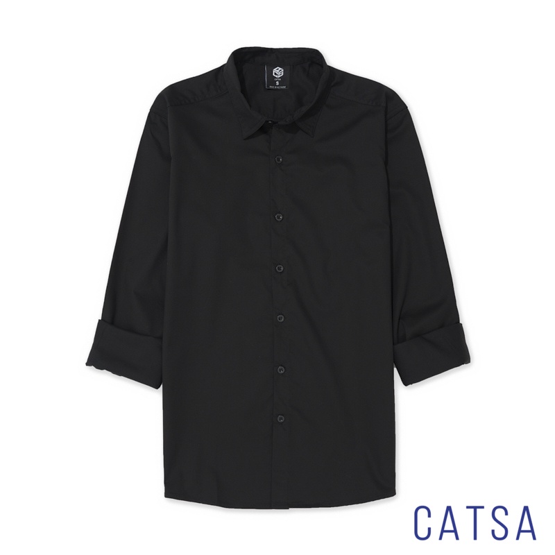 Áo sơ mi nam đen dài tay kiểu hàn quốc công sở CATSA ASC335