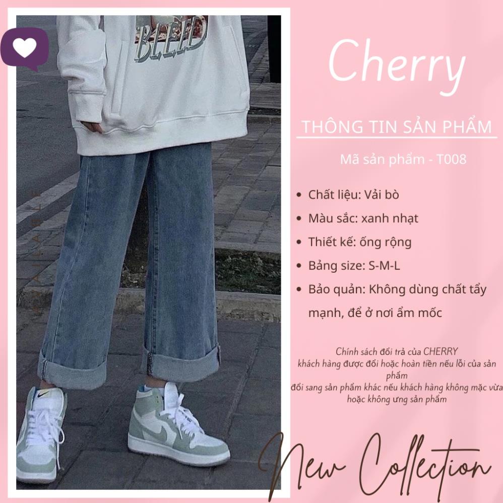 Quần bò ống rộng nữ cạp cao Free Ship quần jeans ống rộng lưng cao, vải bò dày đẹp , không giãn ,dáng suông T008