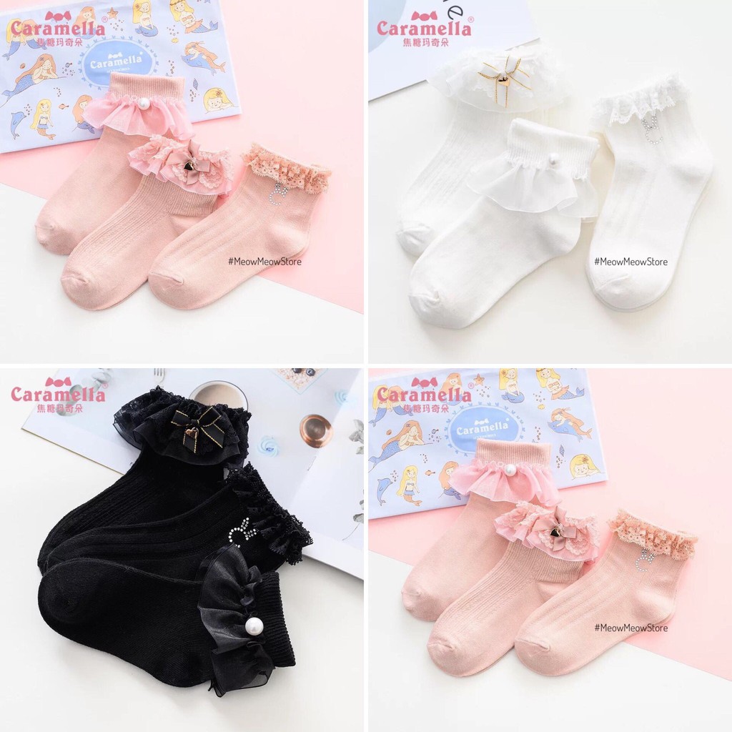 Hộp 4 đôi vớ em bé cao cấp hãng Caramella chất vải cotton mềm mại co giãn