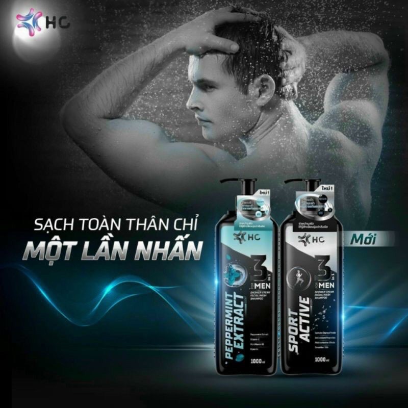 Dầu Gội Sữa Tắm HC Hương Thơm Thể Thao Cho Nam 3 IN 1 THÁI LAN