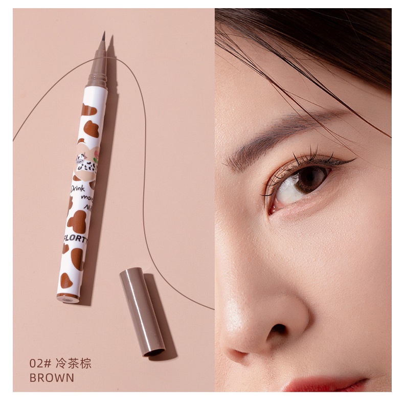 Bút kẻ mắt dạng lỏng chống nước FLORTTE hot Douyin Tiktok, bút kẻ mắt dạng lỏng lâu trôi màu nâu tự nhiên kháng nước