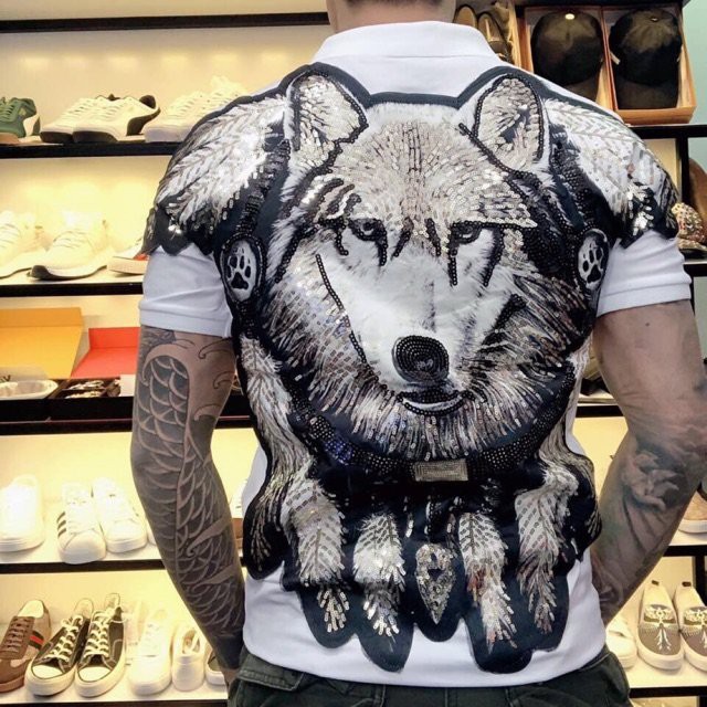 Áo Sói Đính Đá Cộc Tay Có Cổ Vải Thun Mềm Mịn Không Xù | BigBuy360 - bigbuy360.vn