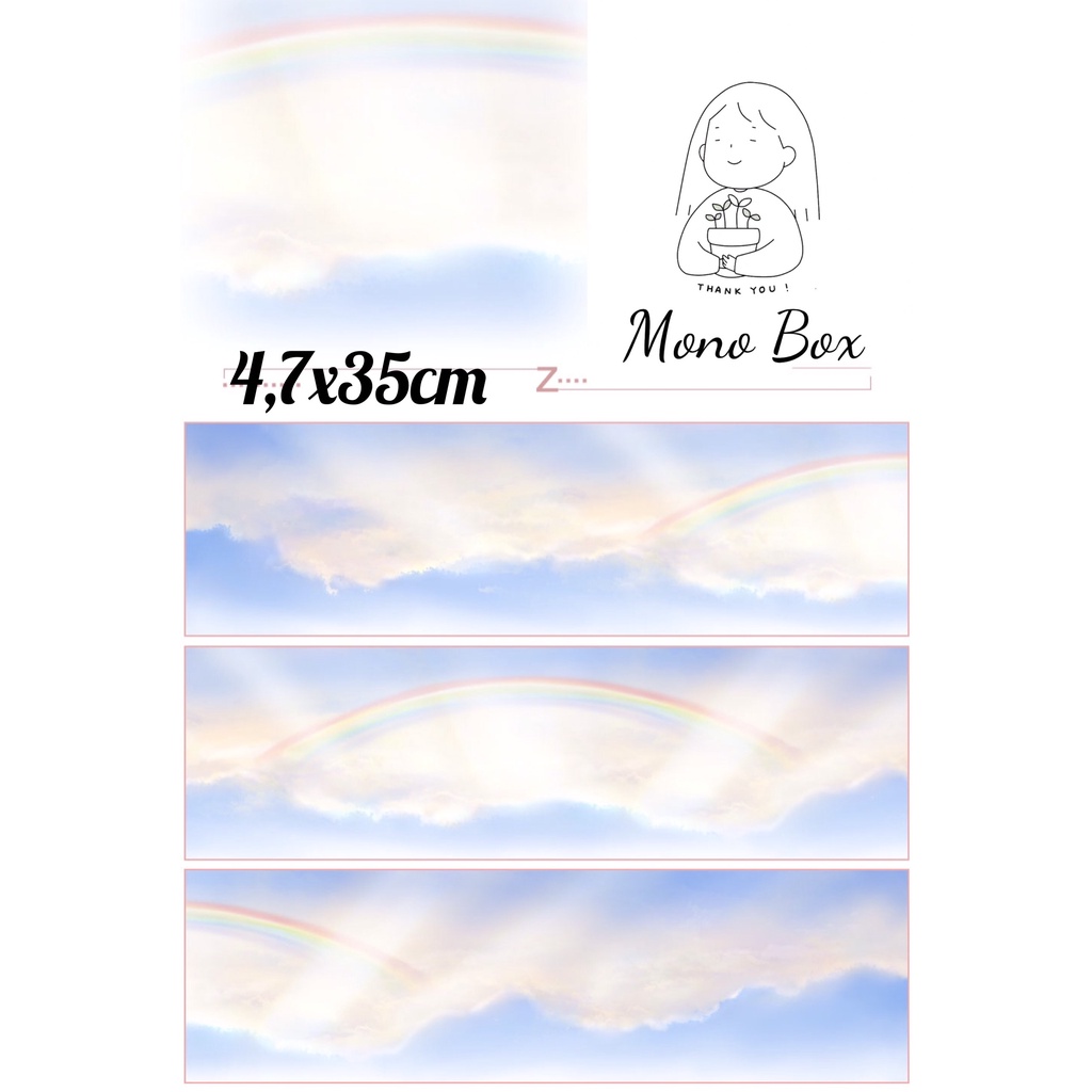 [Chiết] Washi tape 4,7x35cm, băng keo dán trang trí họa tiết cầu vồng sau mưa làm tranh washi Mono_box