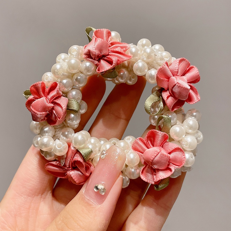 Dây Cột Tóc Đính Ngọc Trai Hình Hoa Phong Cách Hàn Quốc Thời Trang 2022