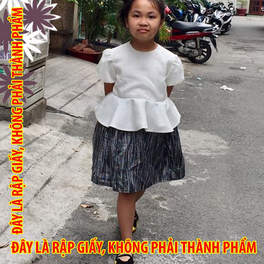 Rập giấy KR046 - Đầm liền dáng Peplum - Trẻ em