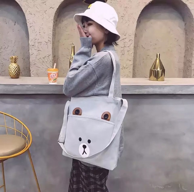 TÚI TOTE/túi vải - tai gấu - vừa A4