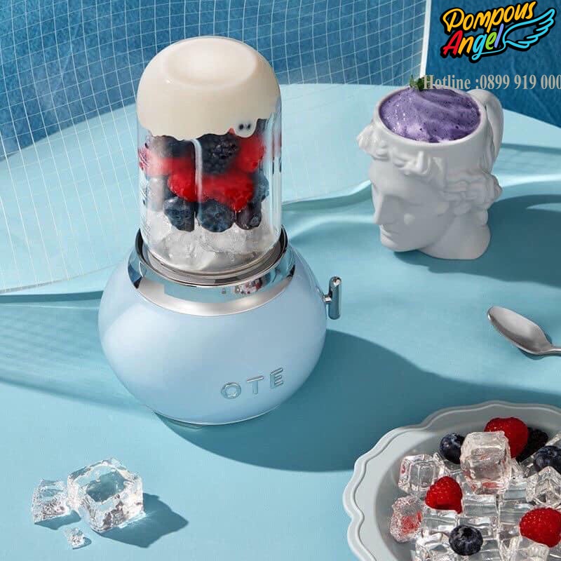 Máy xay sinh tố mini dáng cổ điển cầm tay OTE đủ màu xanh/trắng/hồng , decor trang trí ,bảo hành 12 tháng