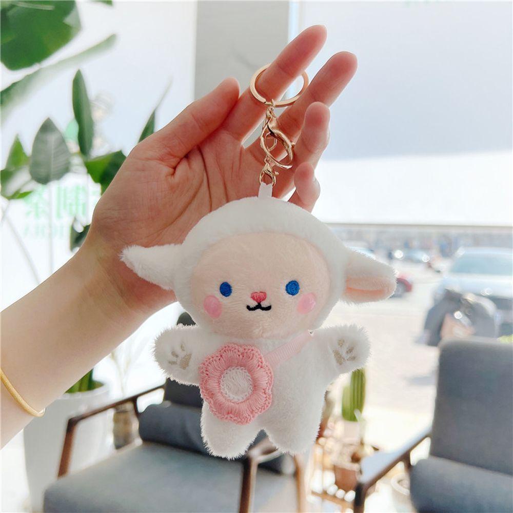 LANFY Móc Khóa Cừu Nhồi Bông Màu Trắng Dễ Thương