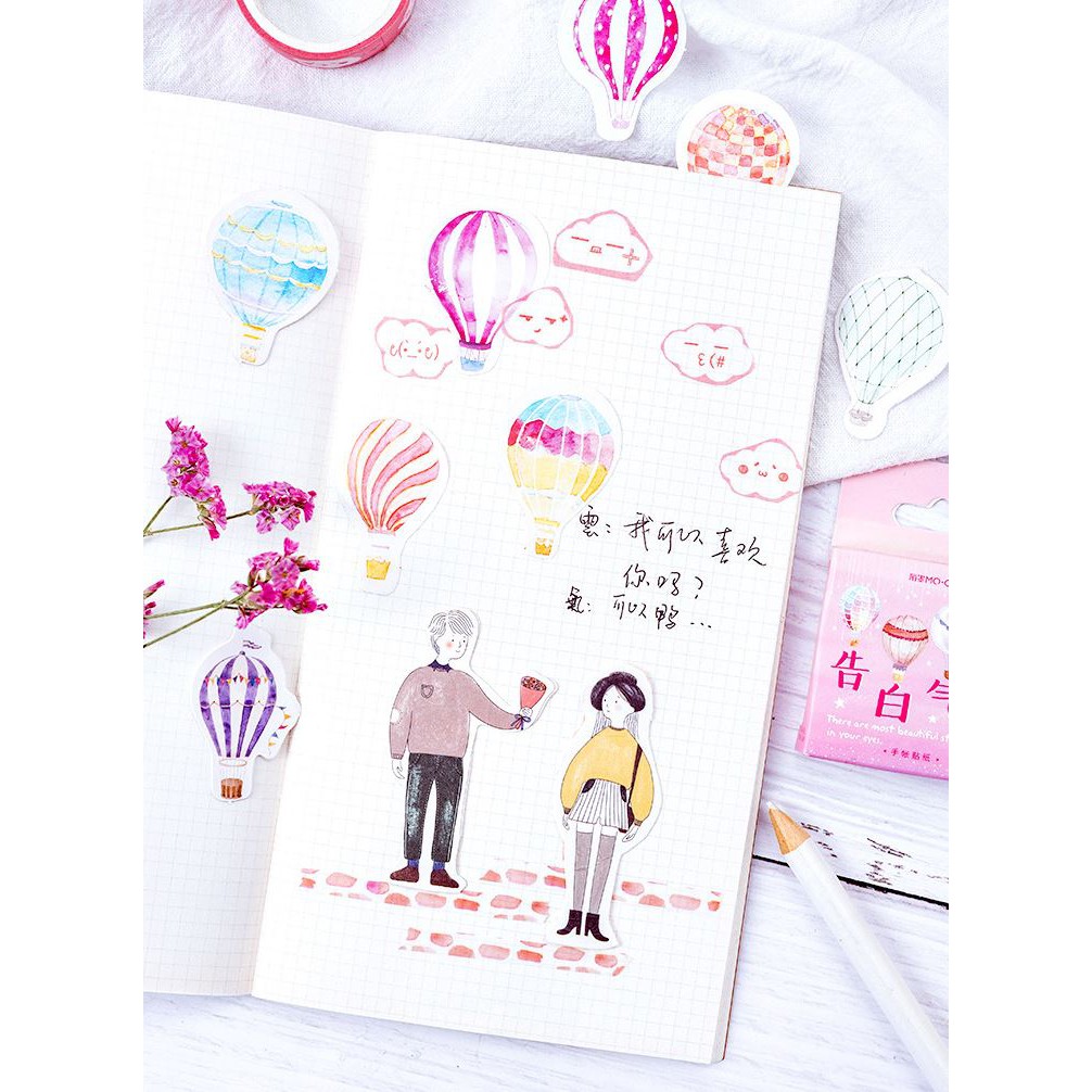 Bộ 46 Sticker Hàn Quốc hình Khinh Khí Cầu dán trang trí E31