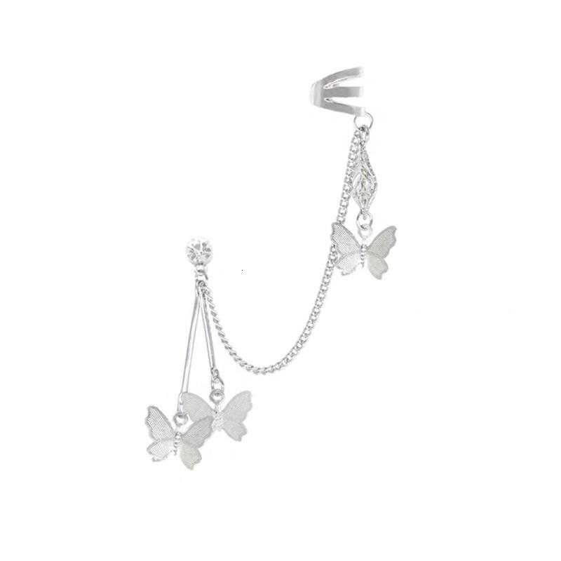 Khuyên tai xỏ lỗ và kẹp tai có dây chuỗi mặt hình bướm 2801