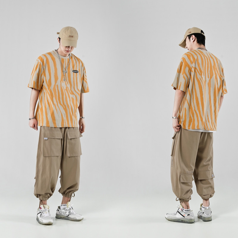 Áo thun cotton dáng rộng họa tiết sọc ngựa vằn thời trang mùa hè mới dành cho nam