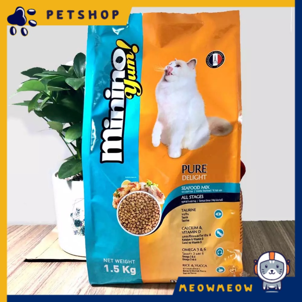 Hạt cho mèo MININO | Túi 1.5KG | Hạt Minino Yum - Thức ăn khô dinh dưỡng cho mèo.
