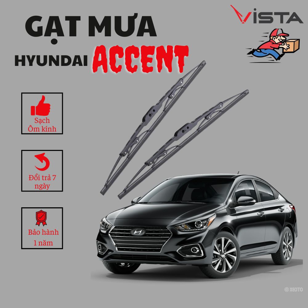 Gạt mưa xương sắt cho xe Hyundai Accent thương hiệu VISTA thân cứng siêu bền chính hãng