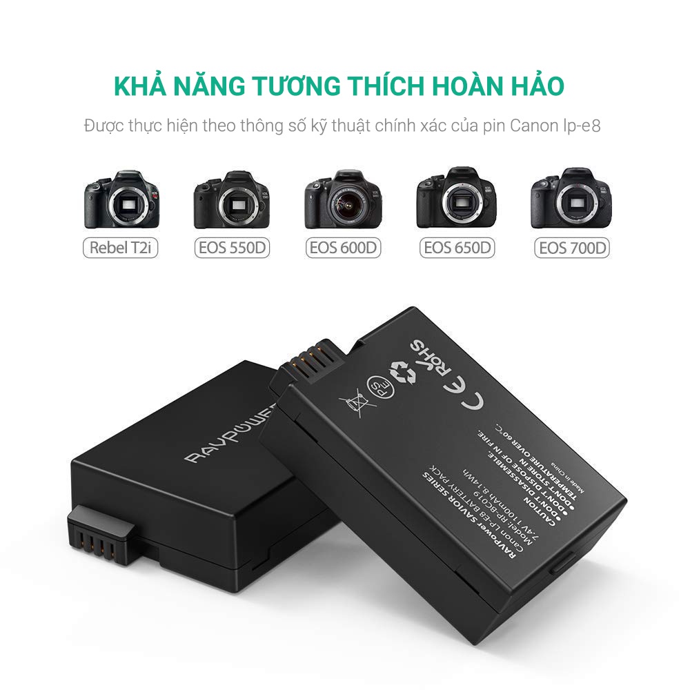 Sạc máy ảnh Ravpower cho Canon LP-E8