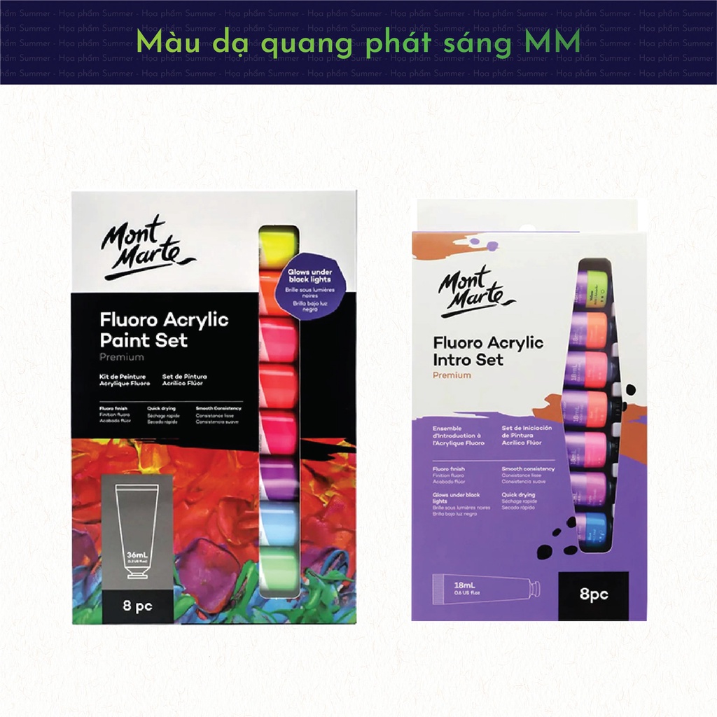 Màu Acrylic dạ quang phát sáng Mont Marte Fluoro Acrylic Paint Màu Acylic Mont Marte FLUORO PREMIUM