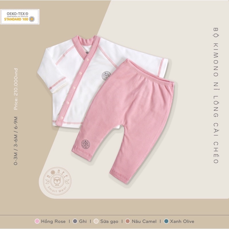 HRNEE - BỘ SƠ SINH NỈ LÔNG 0-3M ĐẾN 6-9M